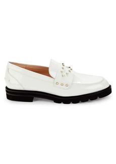 Stuart Weitzman Studded Patent Leather Penny Loafers