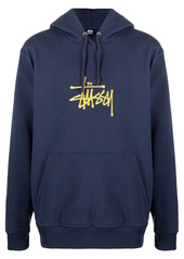 Stussy embroidered logo rib-trimmed hoodie