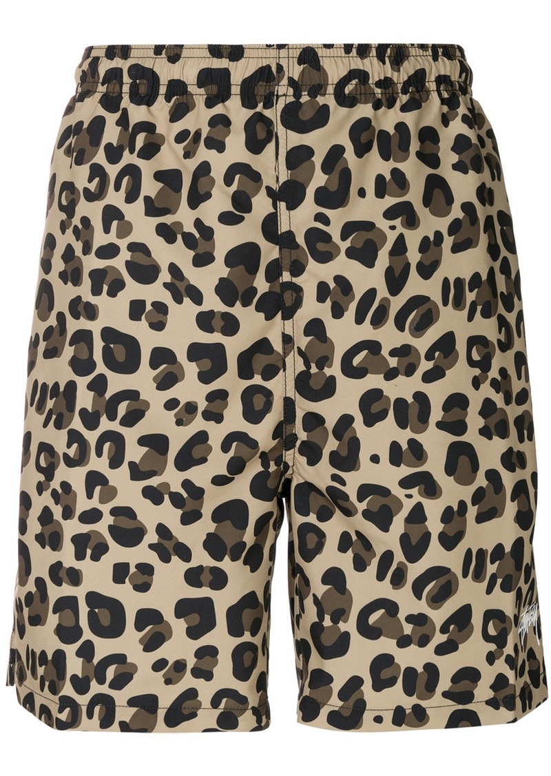 stussy leopard swim shorts