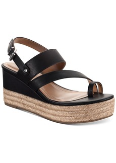 Style&co. Betty Womens Faux Leather Round Toe Wedge Sandals