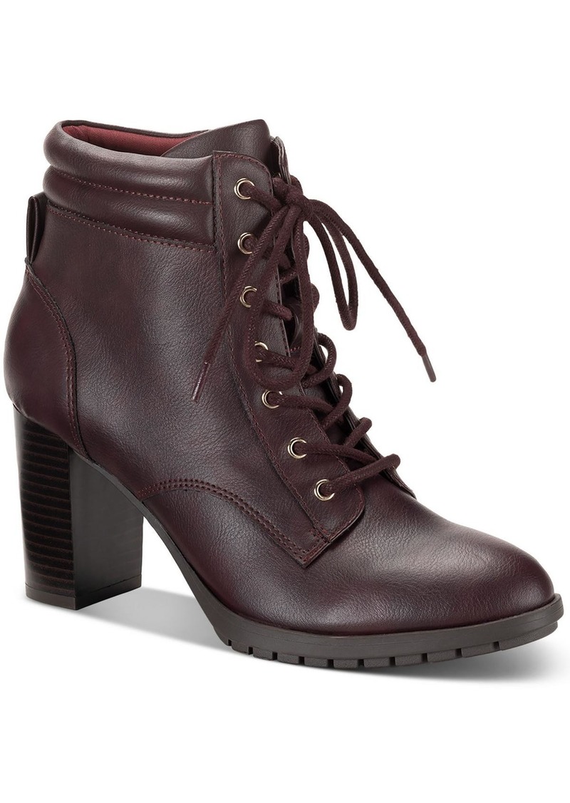 Style&co. Laurellee Womens Faux Leather Zipper Combat & Lace-Up Boots