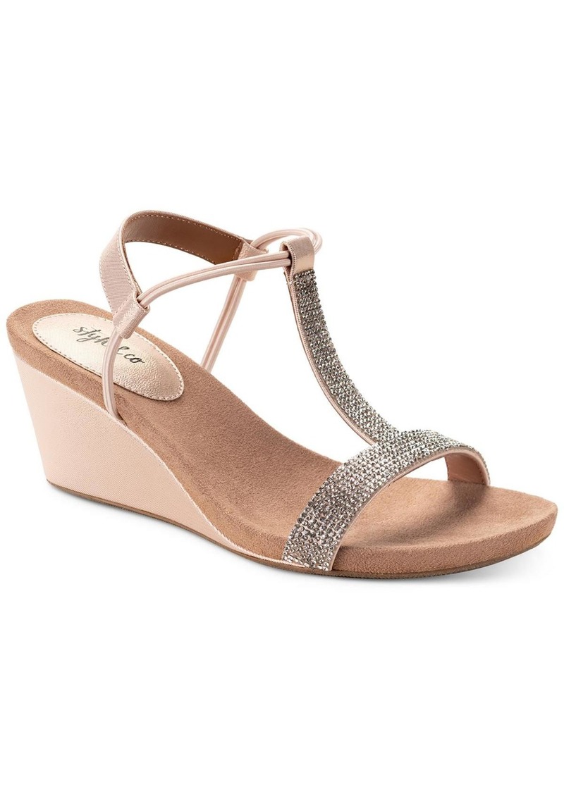 Style&co. Mulan2 Womens Rhinestone T-Strap Wedges