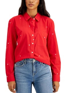 Style&co. Womens Collared Long Sleeve Button-Down Top