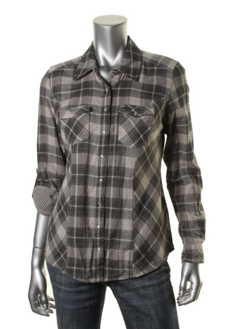 Style&co. Womens Cotton Plaid Casual Top