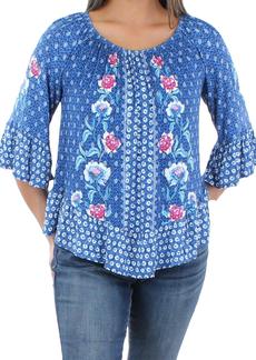 Style&co. Womens Floral Print Flounce Top