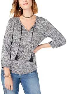 Style&co. Womens Marled Tie Neck Pullover Top