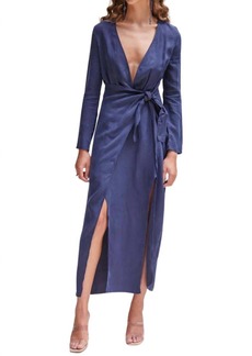 Suboo Anika Low Front Wrap Midi Dress In Navy