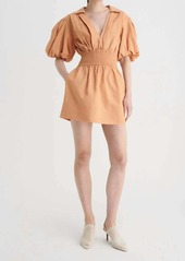 Suboo Skylar Shirred Waist Mini Dress In Tan