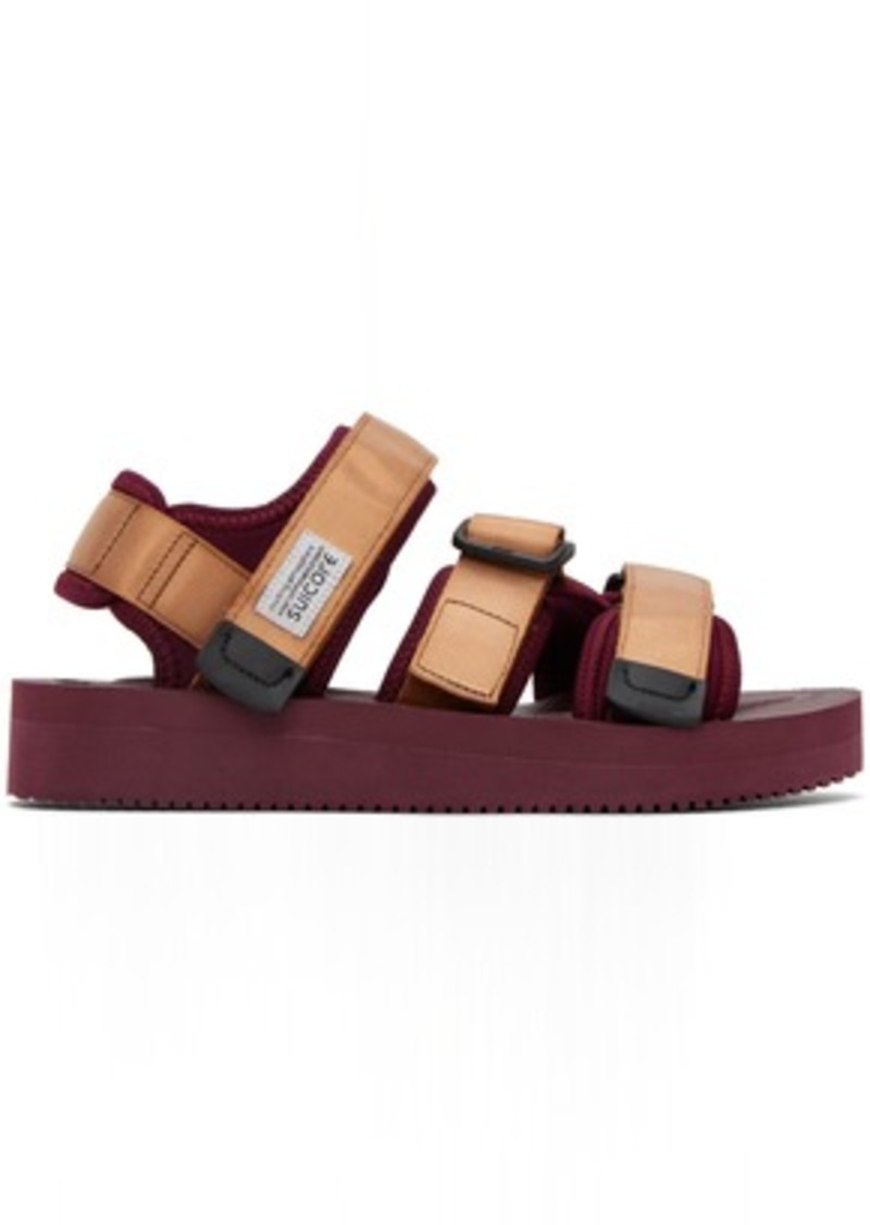 SUICOKE Brown & Burgundy KISEE-V Sandals