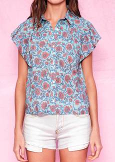 Sundry Button Down Blouse In Viola Floral