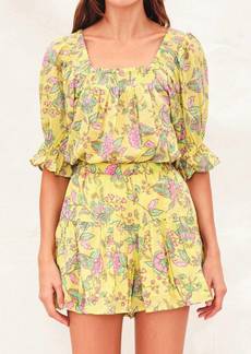 Sundry Elbow Sleeve Smocked Top In Felicity Floral