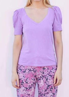 Sundry Puff Sleeve V-Neck Tee In Light Orchid