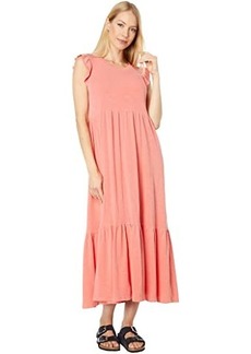 Sundry Ruffle Sleeve Tiered Dress in Cotton Spandex