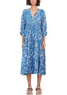 SUNDRY Blouson Sleeve Midi Dress