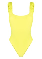 Sunnei logo-print ruched swimsuit