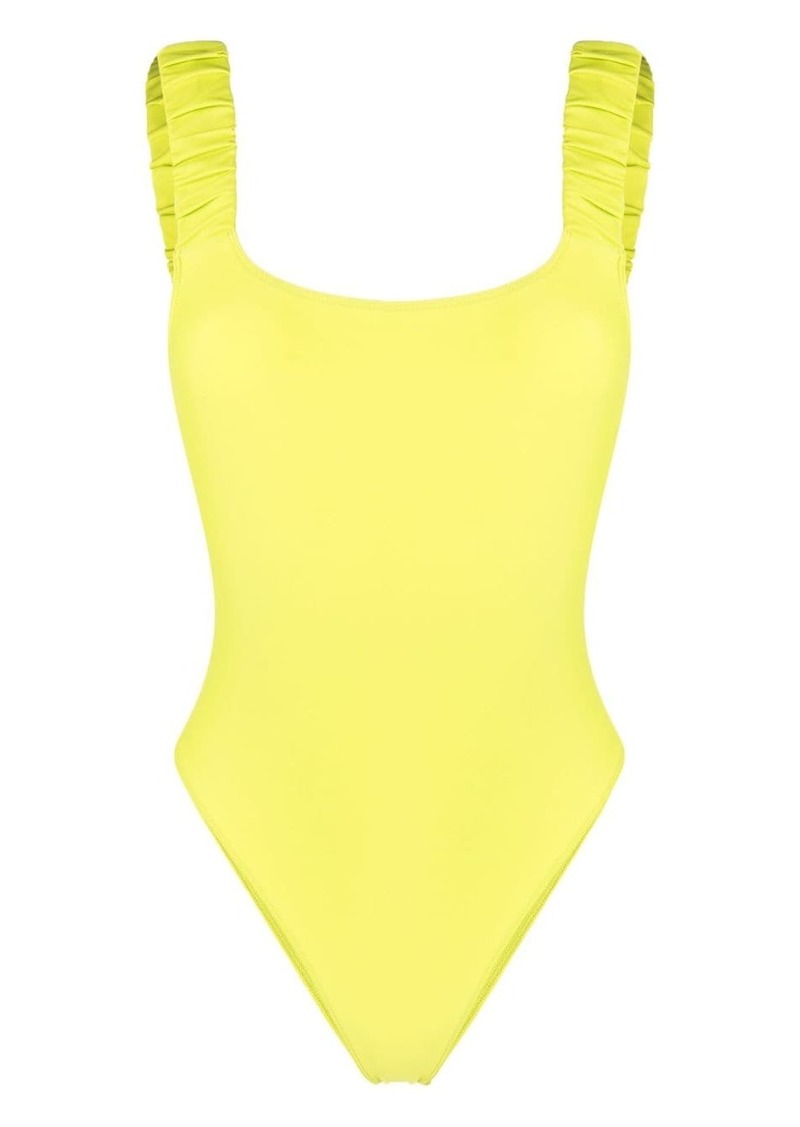 Sunnei logo-print ruched swimsuit