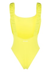 Sunnei logo-print ruched swimsuit