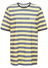 Sunnei Striped Logo Cotton Jersey T-shirt