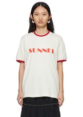 SUNNEI SSENSE Exclusive Red & Off-White Big Logo T-Shirt