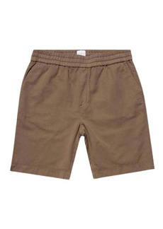 Sunspel Cotton Linen Drawstring Shorts In Dark Tan