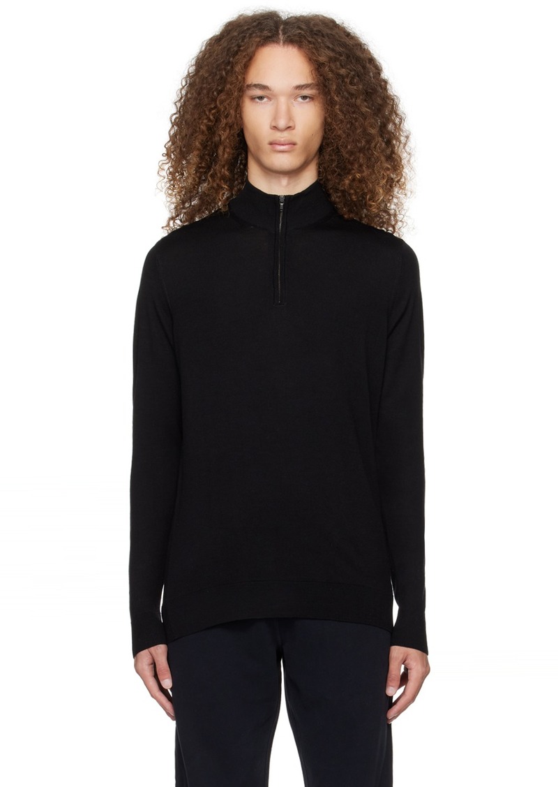 Sunspel Black Half-Zip Sweater