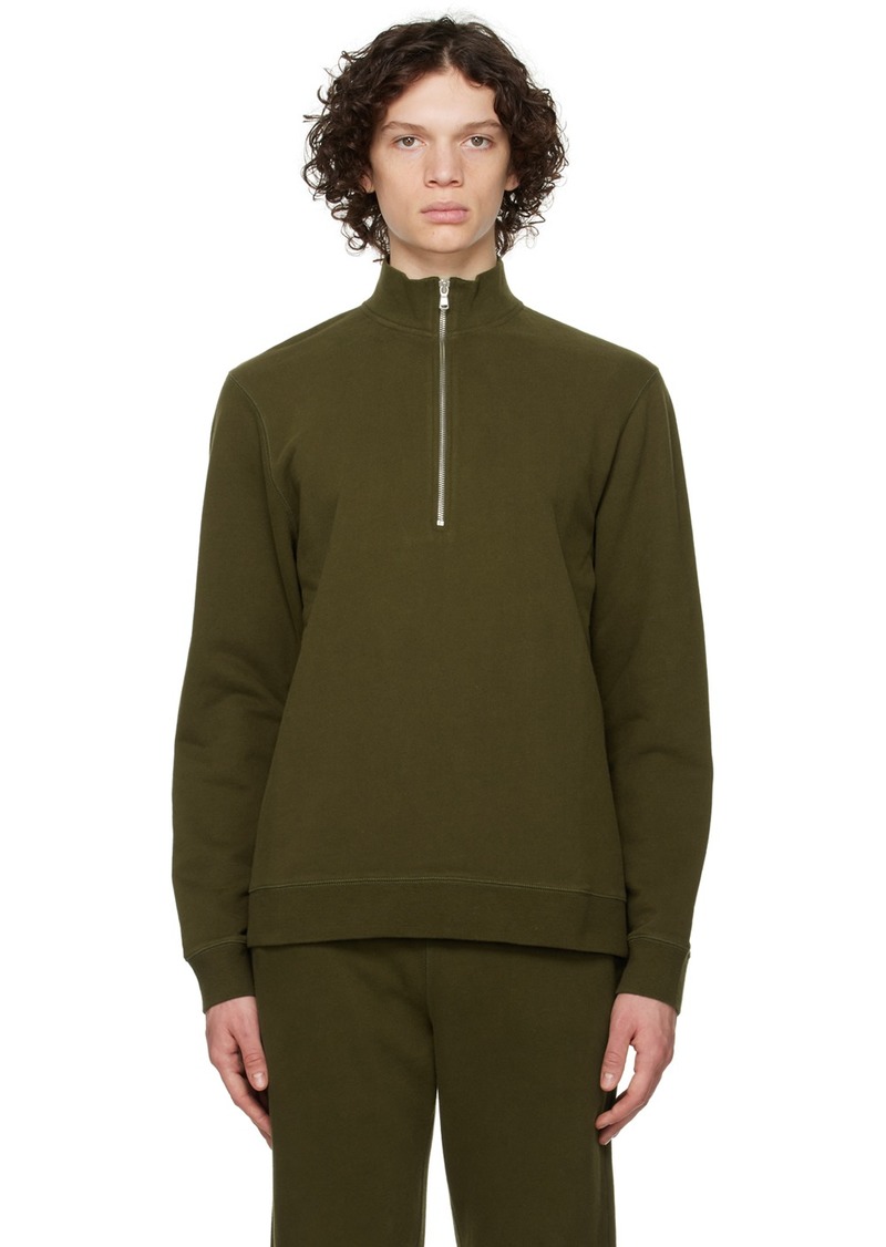Sunspel Green Half-Zip Sweatshirt