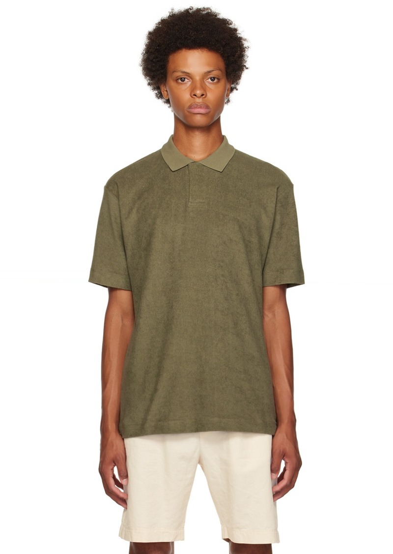 Sunspel Khaki Towelling Polo