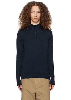 Sunspel Navy Half-Zip Sweater