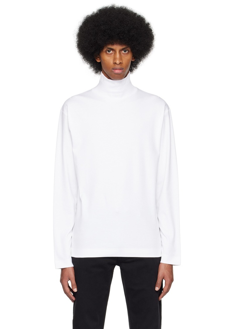 Sunspel White Dropped Shoulder Turtleneck