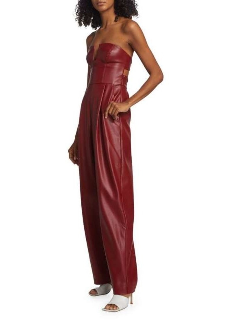 Susana Monaco Bandeau Cutout Faux Leather Jumpsuit