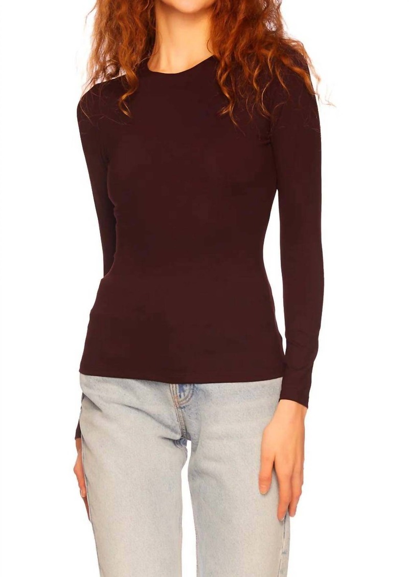 Susana Monaco Crew Neck Long Sleeve Top In Cabernet