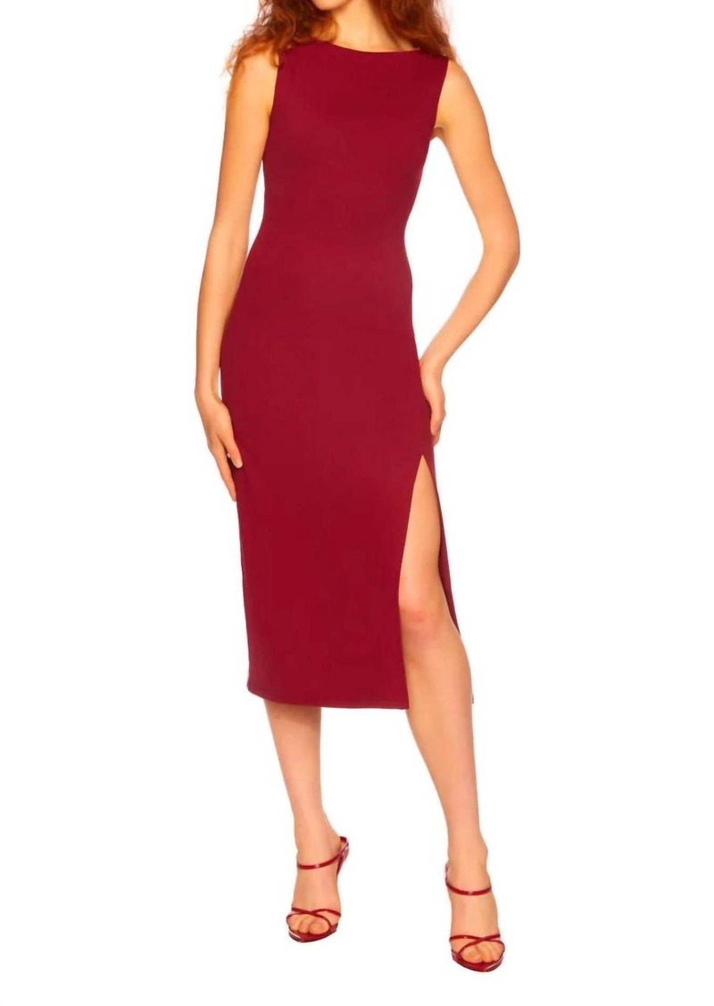 Susana Monaco Crew Slit Sleeveless Midi Dress In Beaujolais