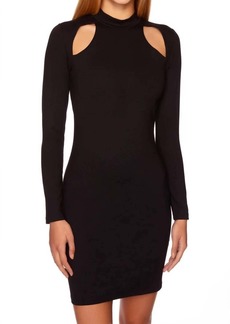 Susana Monaco Cut Out Mock Neck Long Sleeve Dress In Black