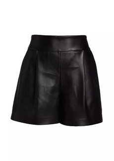 Susana Monaco Faux Leather Pleated Shorts