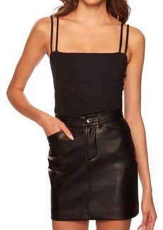 Susana Monaco Faux Leather Pocket Skirt In Black