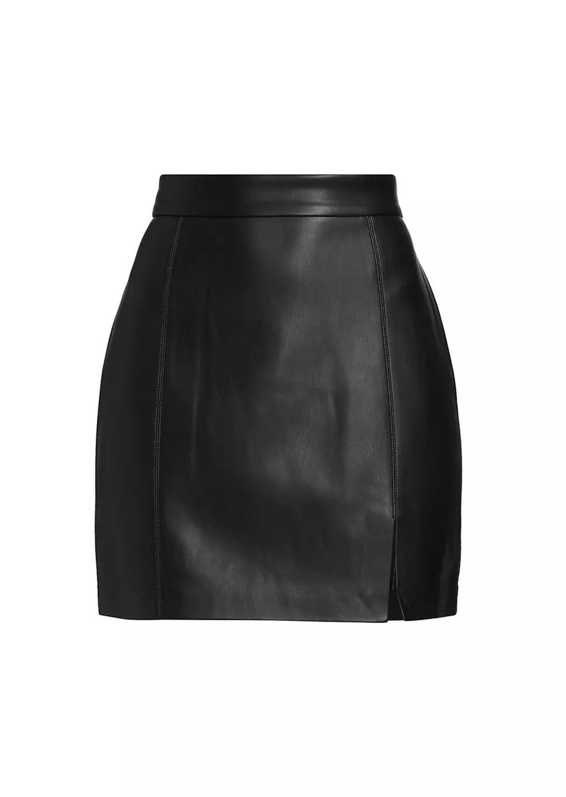 Susana Monaco Faux Leather Slit Skirt