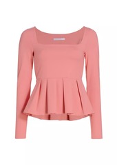 Susana Monaco Jersey Long-Sleeve Peplum Top