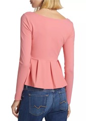 Susana Monaco Jersey Long-Sleeve Peplum Top