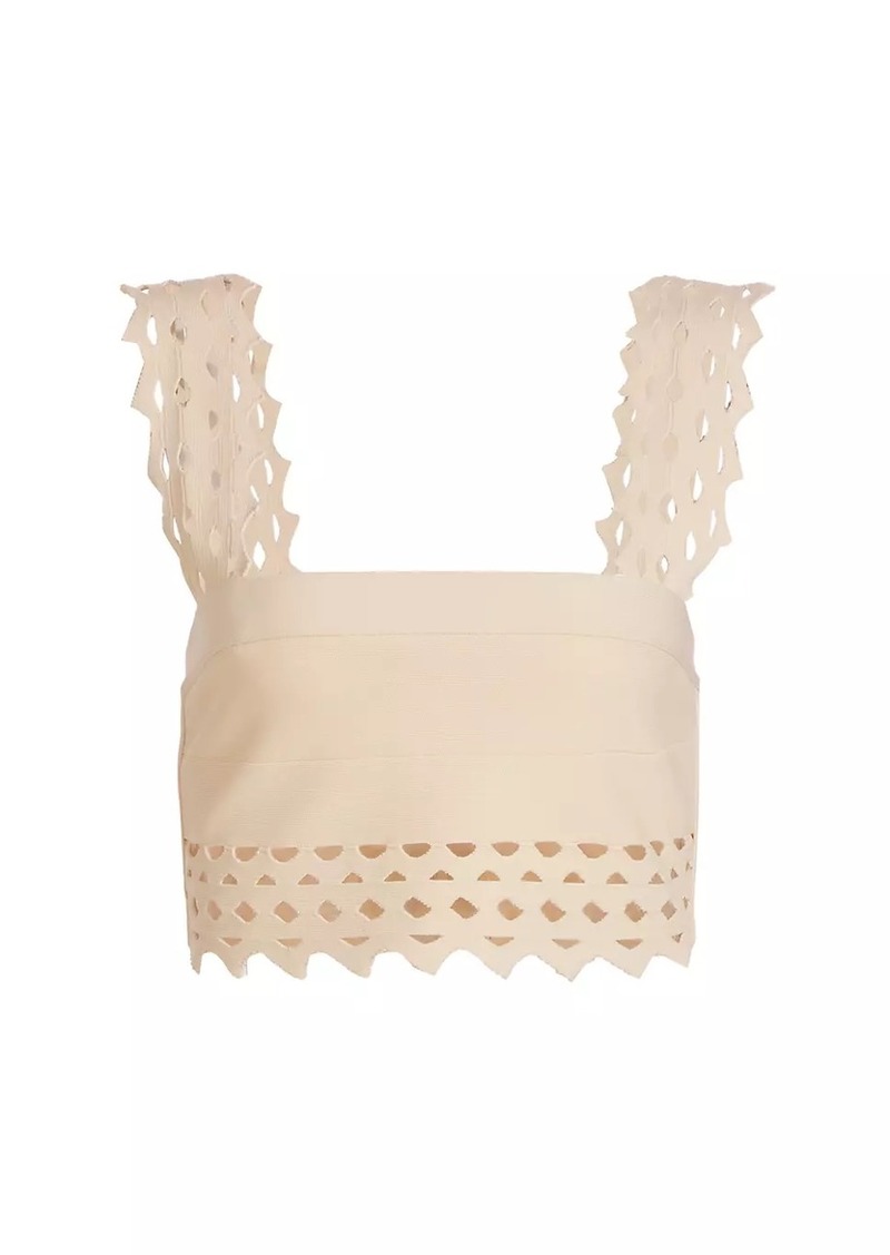 Susana Monaco Laser-Cut Lace Crop Top