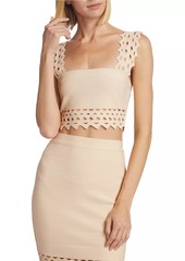 Susana Monaco Laser-Cut Lace Crop Top