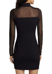 Susana Monaco Mesh Long-Sleeve Minidress