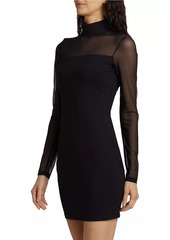 Susana Monaco Mesh Long-Sleeve Minidress