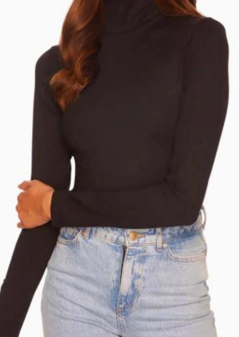 Susana Monaco Mock Neck Long Sleeve Top In Black