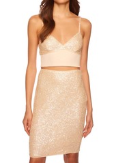 Susana Monaco Sequin High Waist Skirt In Belgian Creme