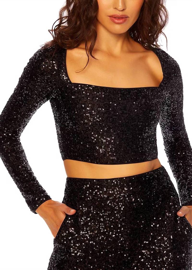 Susana Monaco Sequin Square Top In Black