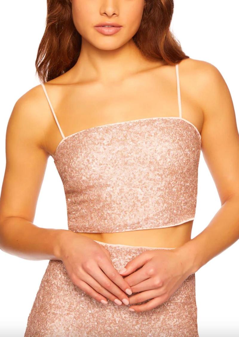 Susana Monaco Sequin String Crop Top In Nude