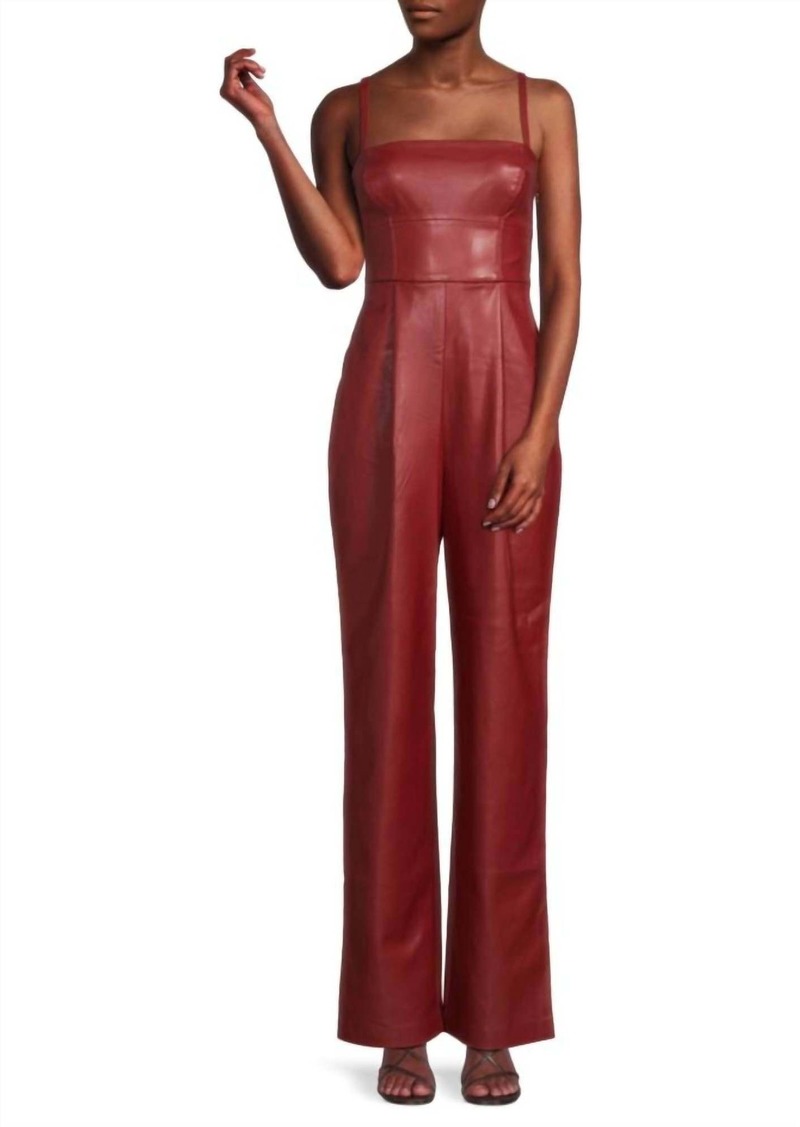 Susana Monaco Sleeveless Faux Leather Jumpsuit In Berries