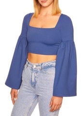 Susana Monaco Bell Sleeve Square Neck Crop Top