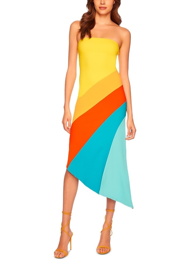 Susana Monaco Color Blocked Tube Asymmetric Hem Dress
