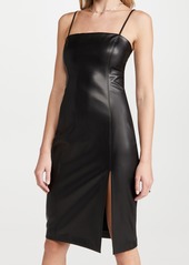 Susana Monaco Faux Leather Thin Strap Square Neck Dress